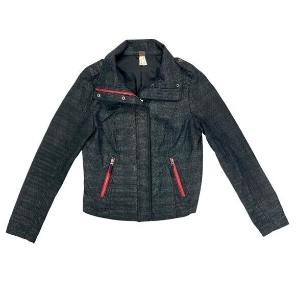 Free People Jackets & Blazers - We The Free / Free People Leopard Pop Moto/Biker Jacket Black Street Style Coat